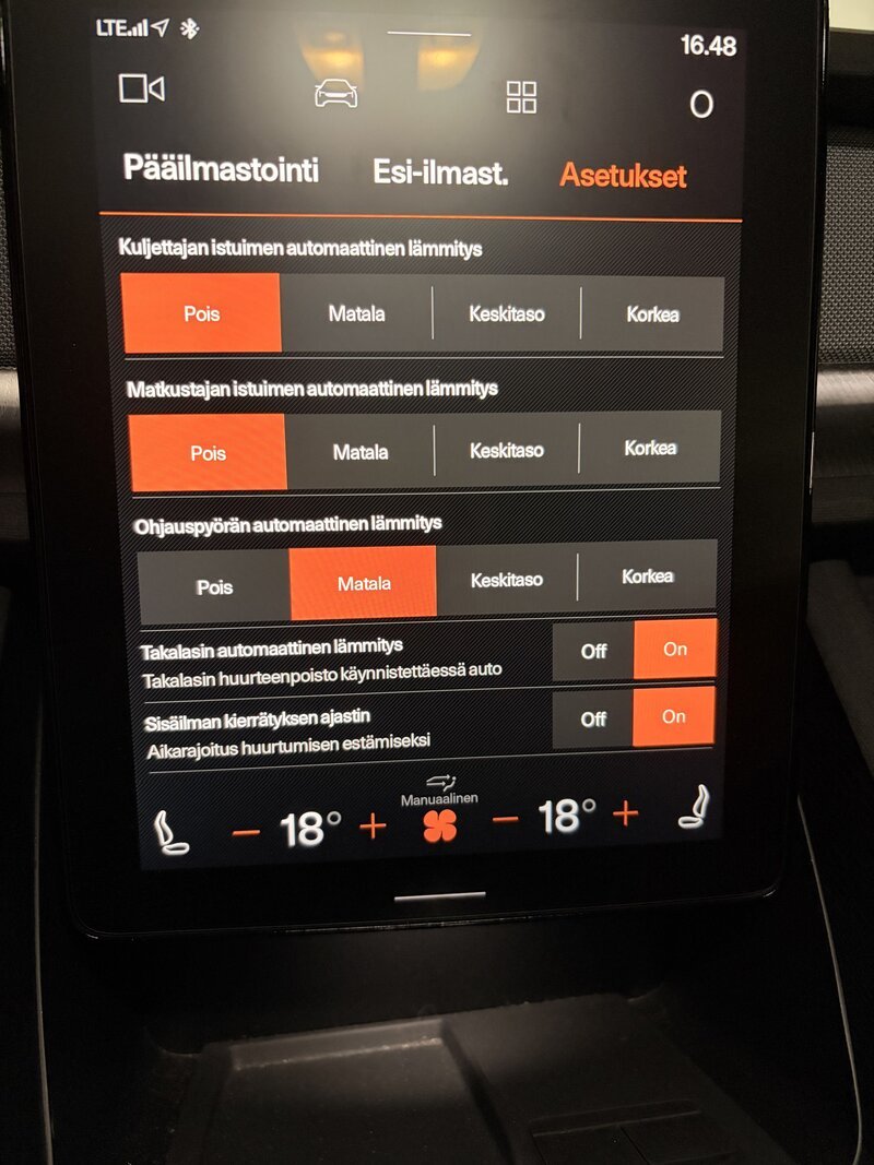 Polestar 2 lisäasetukset huurtumisen estoon